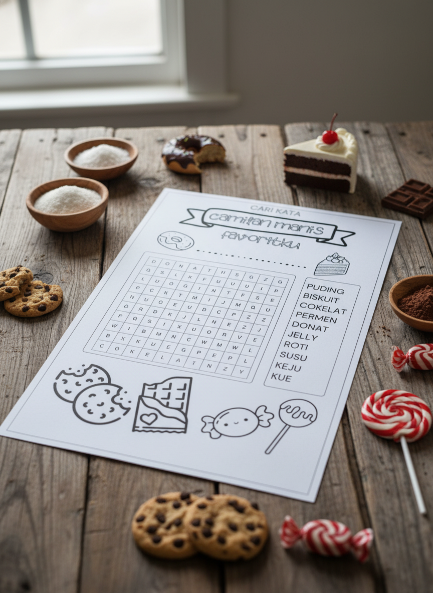 anak bermain puzzle makanan indonesia